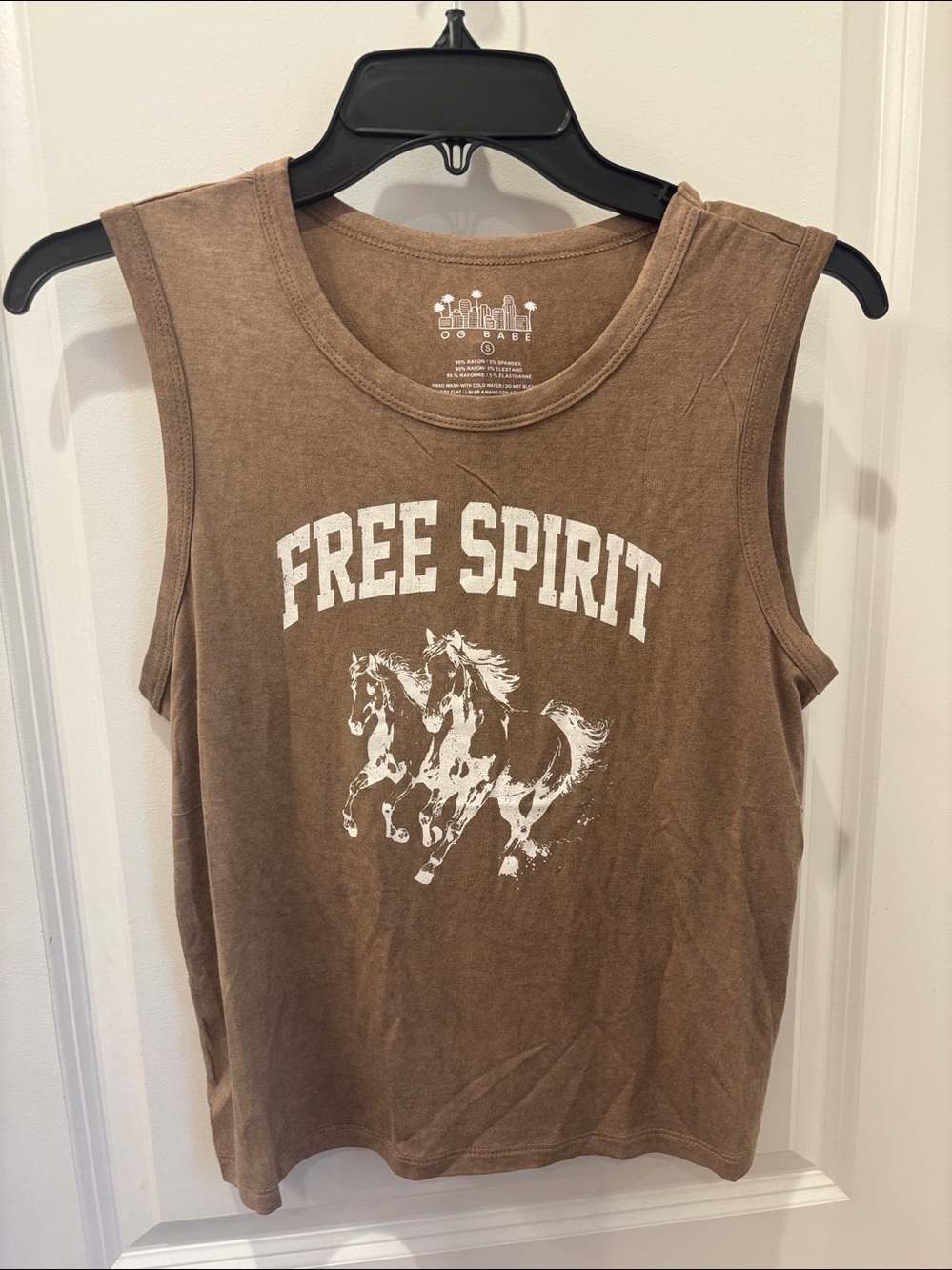 NWOT OG Babe "Free Spirit" running horses Tank Top - S